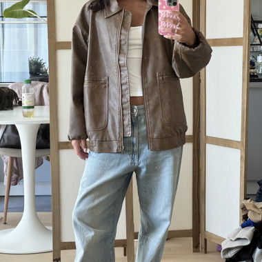 Braune Jacke aus Kunstleder