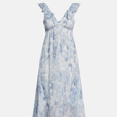 Robe midi bleue à fleurs