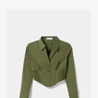 Bershka Hemdbluse - Khaki