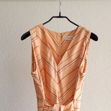 Calvin Klein peach linen cotton boho maxi dress 