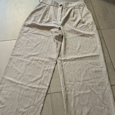 Noisy May striped women's trousers beige