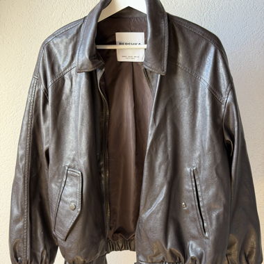 Veste en faux cuir Bershka marron