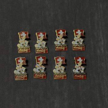 Coca-Cola World Cup Pins USA 94 Schweiz 8 Stück