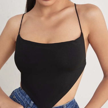 Top corto nero con schiena incrociata