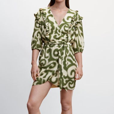 Mango Green and Cream Dress