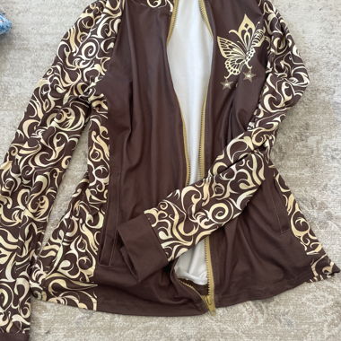 Veste zippée marron à motif unique vintage y2k