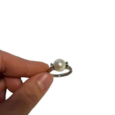 silber Ring mit echter Perle