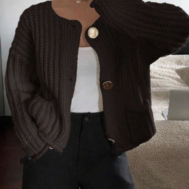 Dark Brown Knit Cardigan