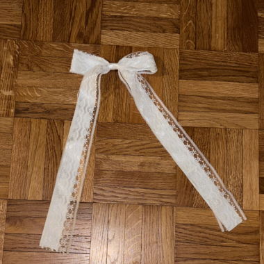 White Satin Lace Bow Hair Clip