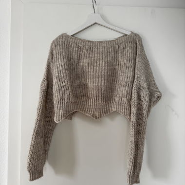 Maglione corto in maglia beige