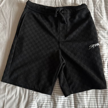 Black patterned casual shorts