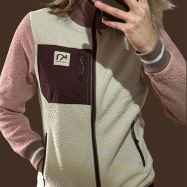 Giacca in pile crema e rosa