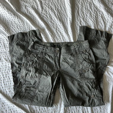 Pantalon cargo taille basse vert-gris, Y2K