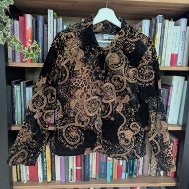 Vintage Samt Blazer Jacke schwarz gold