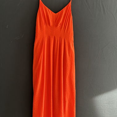 Abito slip in satin arancione Mango XL
