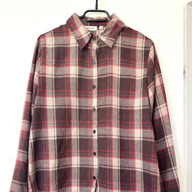 plaid shirt brown beige red s 36 size oversize 