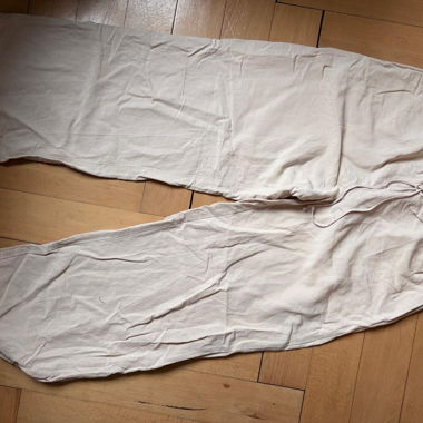 Beige H&M linen-blend trousers, size M