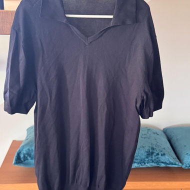 Polo côtelé bleu marine