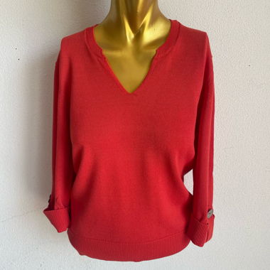 Pull orange saumon doux