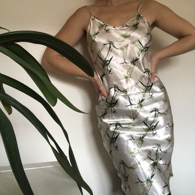 "satin" bamboo white dress