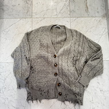 ZARA Grey knit cardigan with studs