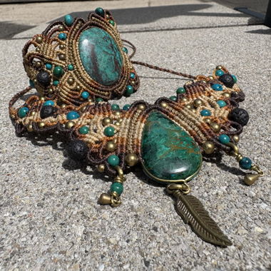 Parure de bijoux macramé bohème ethno