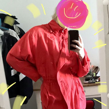 80er Seidenjacke *knallrot*