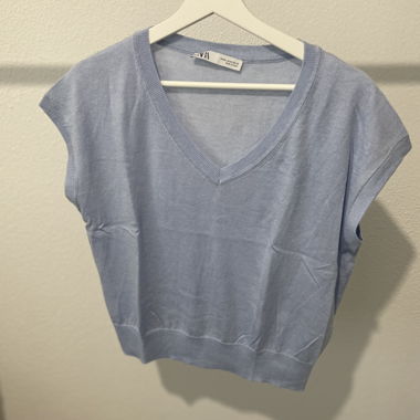 Haut en maille Zara bleu clair