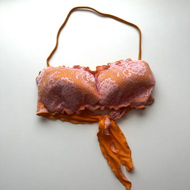 Top bikini in pizzo arancione