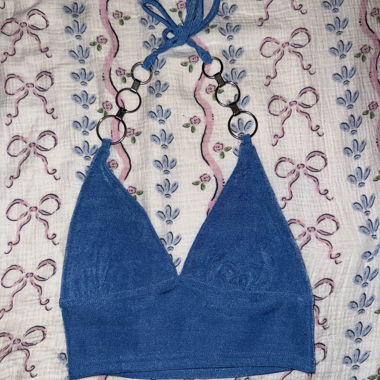 Y2K Club Blue Ketten-Halter-Bralette-Top