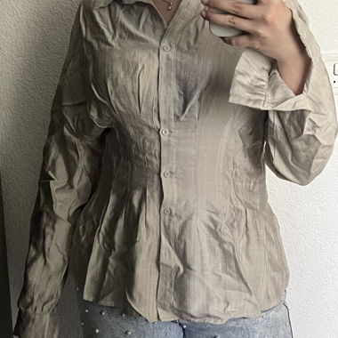 Beige Langarmhemd Gr. M