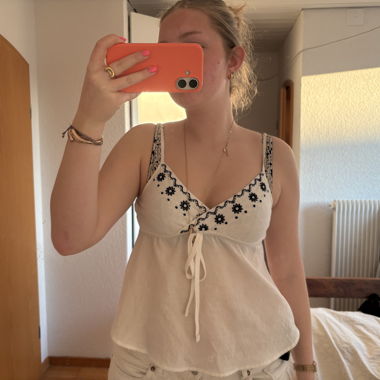 White camisole top with embroidery