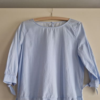 3/4-Arm-Bluse aus leichter Baumwolle, hellblau