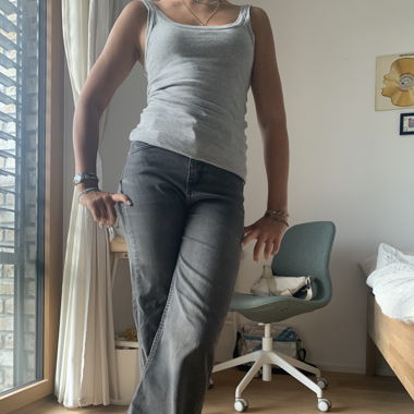 Jeans grigi a gamba larga