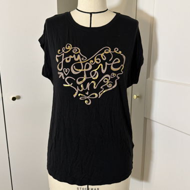 Schwarzes T-Shirt mit Joy Love Sun Druck