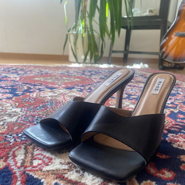Black high heel slides