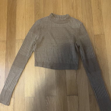 Ribbed cropped sweater brown