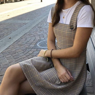Kleid / gemustert / braun-beige