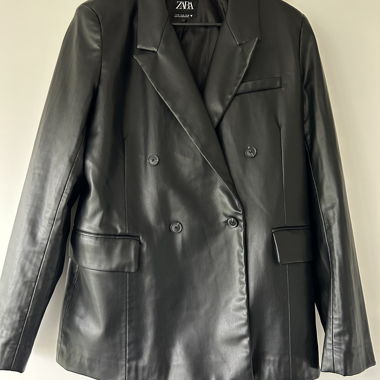 Zara black leather-effect blazer