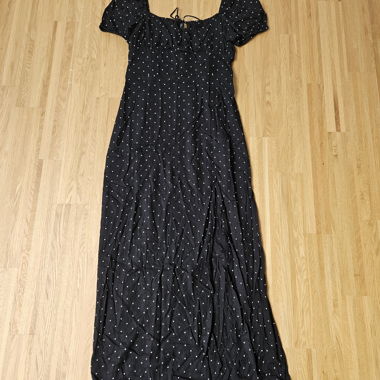 Black Polka-Dot Dress with Puff Sleeves