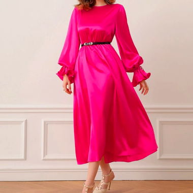 Modely Kleid, Volant Ärmeln Heisses Pink / M