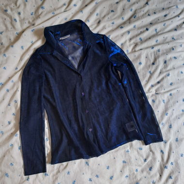 Vintage see-through and shiny blue shirt