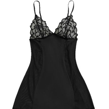 Schwarzes Spitzen-Negligé-Kleid