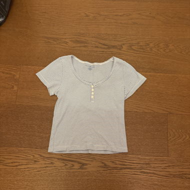 White-blue striped top