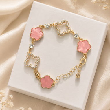 Blumenarmband goldrosa
