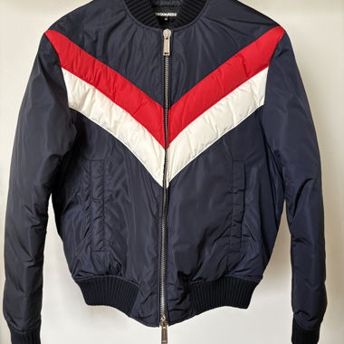 Bomber DSQUARED2 piuma blu taglia 46