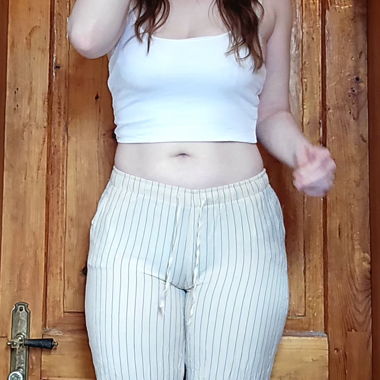 Yellow/blue striped pants