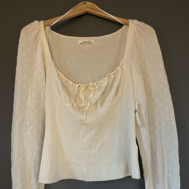 POET-SLEEVE SQUARE-NECK CASHMERE SWEATER