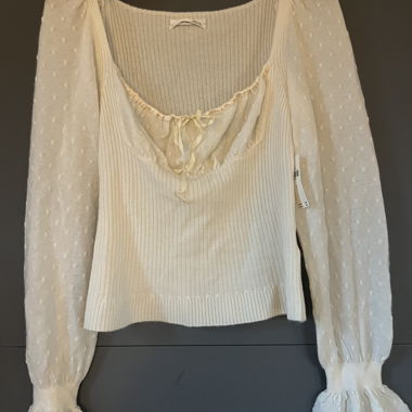POET-SLEEVE SQUARE-NECK CASHMERE SWEATER