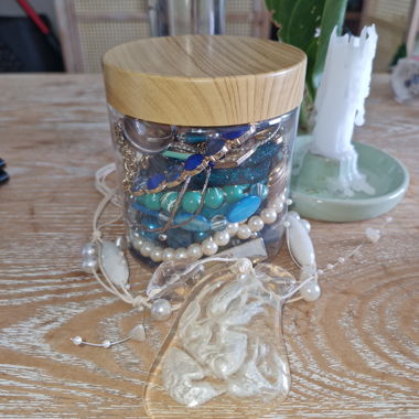 Mystery jewelry jar - blue and sea